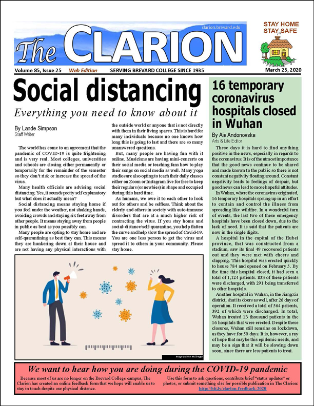 The Clarion for March 25, 2020
