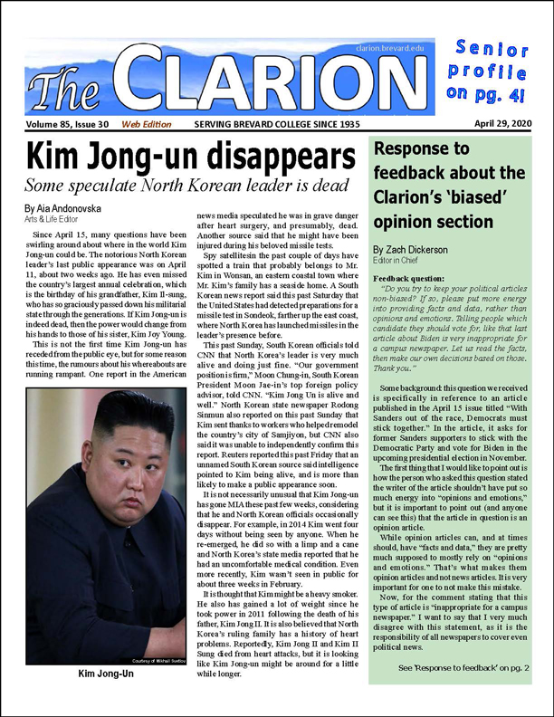 The Clarion for April 29, 2020